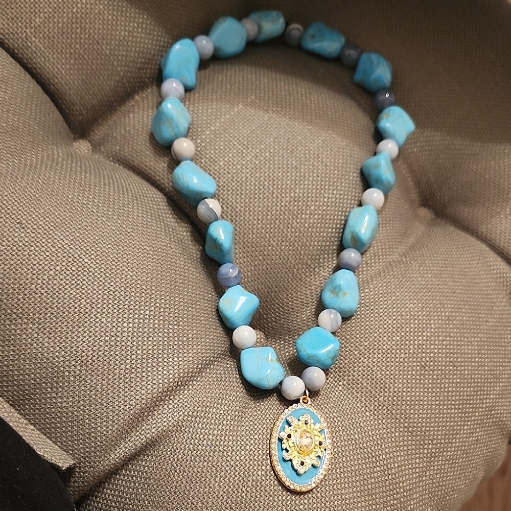Handcrafted Turquoise Oasis Necklace - Picture 3 of 5